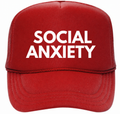 Social Anxiety Trucker Hat white on Red (LIMITED EDITION SUMMER 2026)
