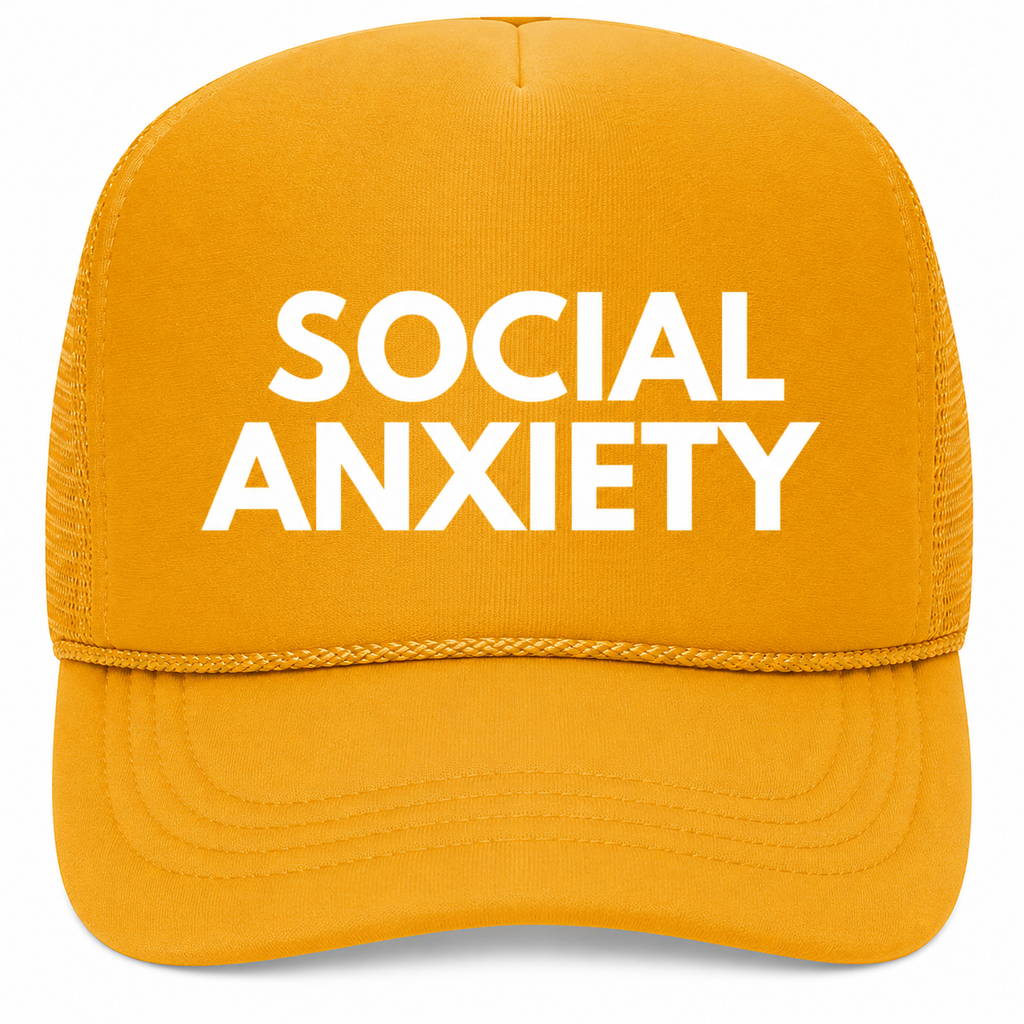Social Anxiety Trucker Hat white on yellow (LIMITED EDITION SUMMER 2026)