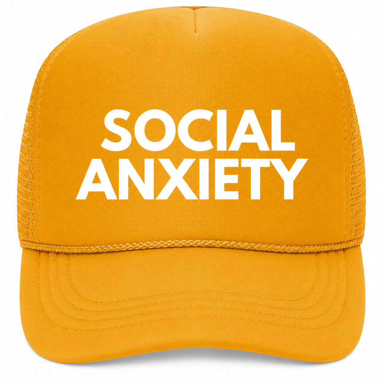 Social Anxiety Trucker Hat white on yellow (LIMITED EDITION SUMMER 2026)
