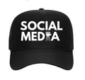 Social Media Trucker Hat White on Black