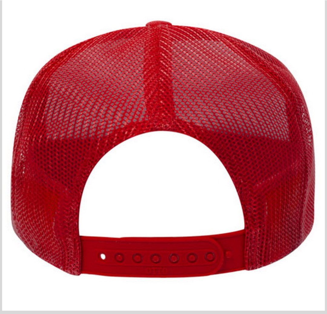 Social Anxiety Trucker Hat white on Red
